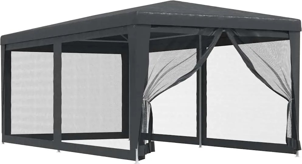 vidaXL antracitszürke HDPE rendezvénysátor 6 hálós oldalfallal 3x6 m