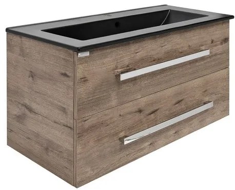 SAT Cube Way Fürdőszobaszekrény mosdóval 100x53x46 cm wellington tölgy matt CUBE461002DWMODC