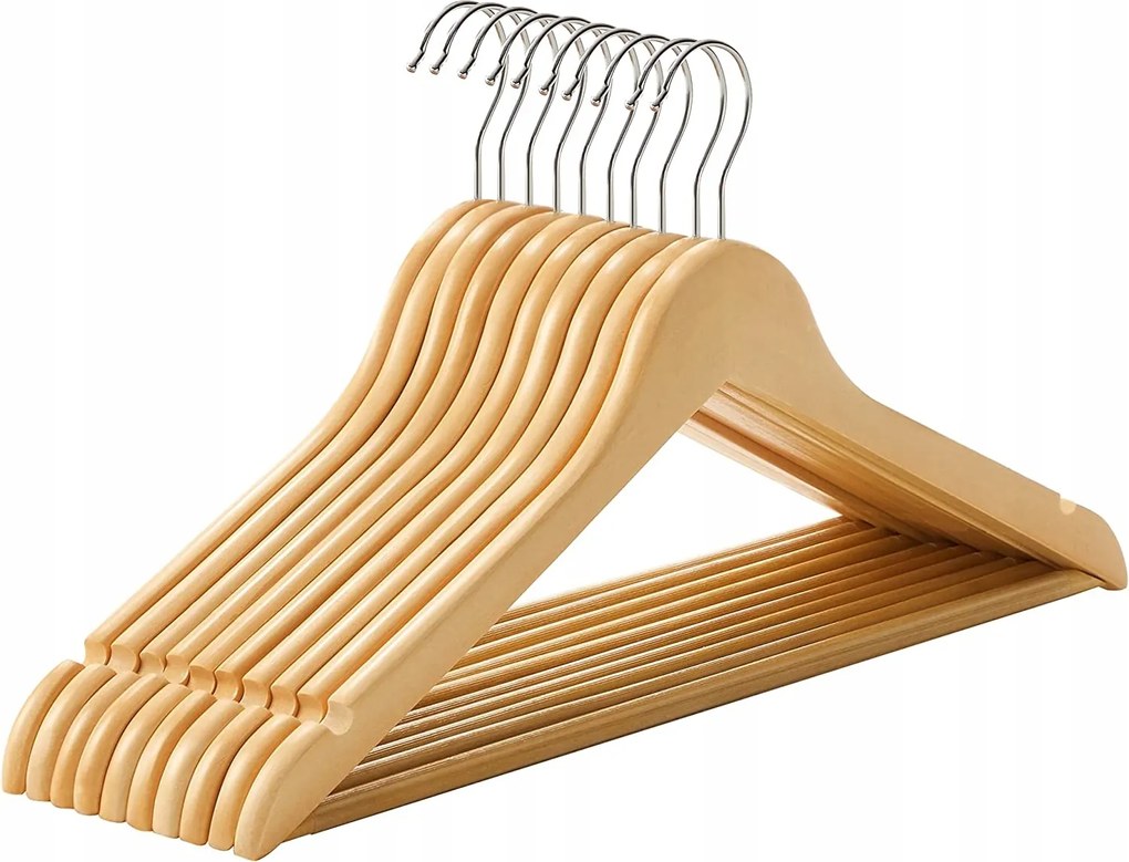 Fa ruhaakasztó szett 10 db-os natúr juharfa