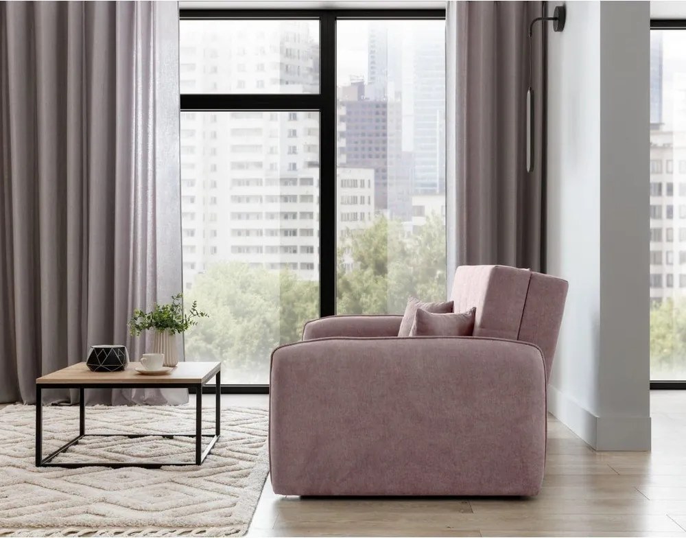 Rózsaszín zsenília kinyitható-tárolóhelyes kanapé 155 cm Laine – ELTAP