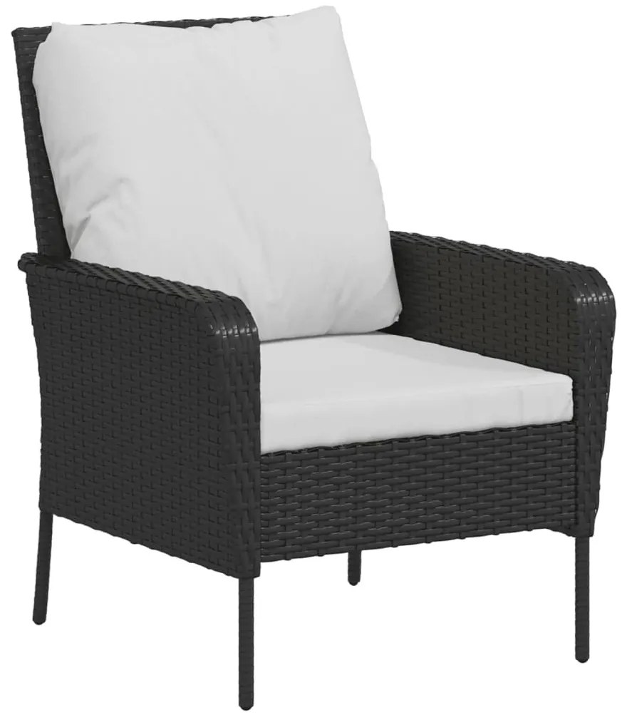 fekete polyrattan kerti szék lábtartóval