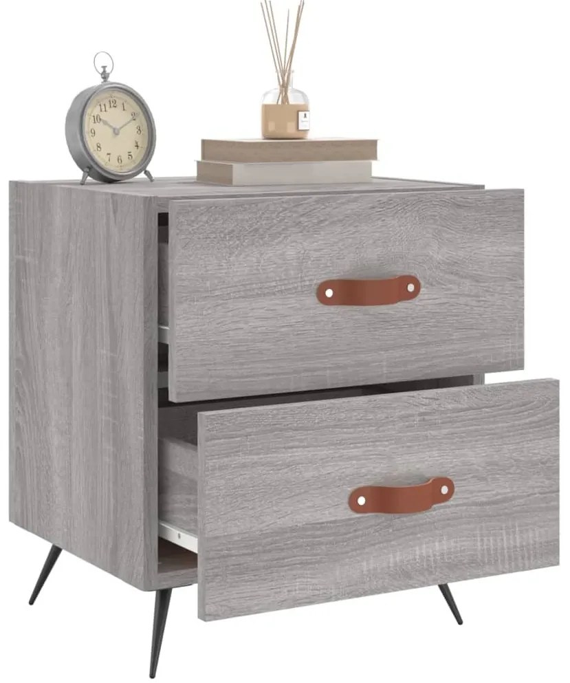 2 db szürke sonoma színű szerelt fa éjjeliszekrény 40x35x47,5cm