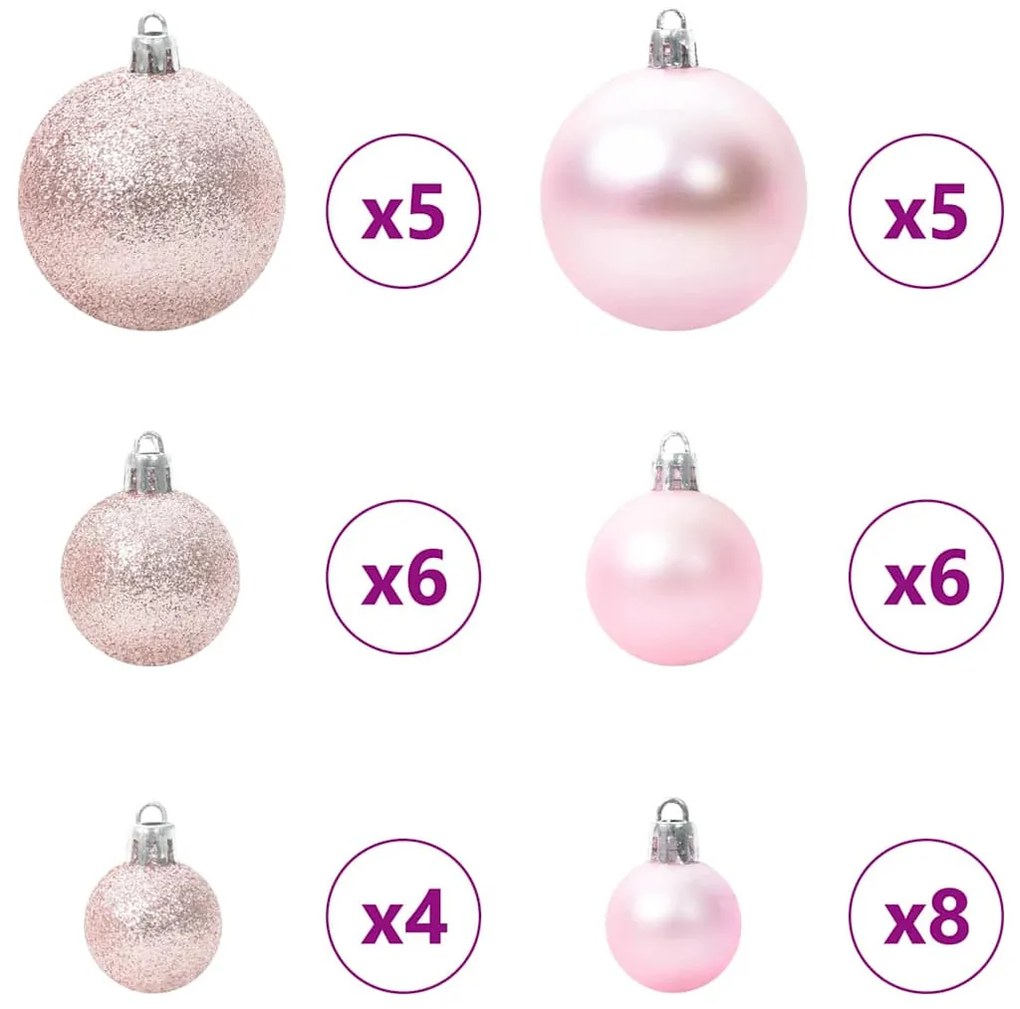 Műfenyő előre világítva gömbkészlettel Zöld 120 cm PET