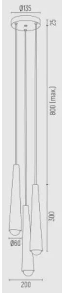 Argon 6103 - Csillár zsinóron HOLLYWOOD 3xE14/7W/230V fekete