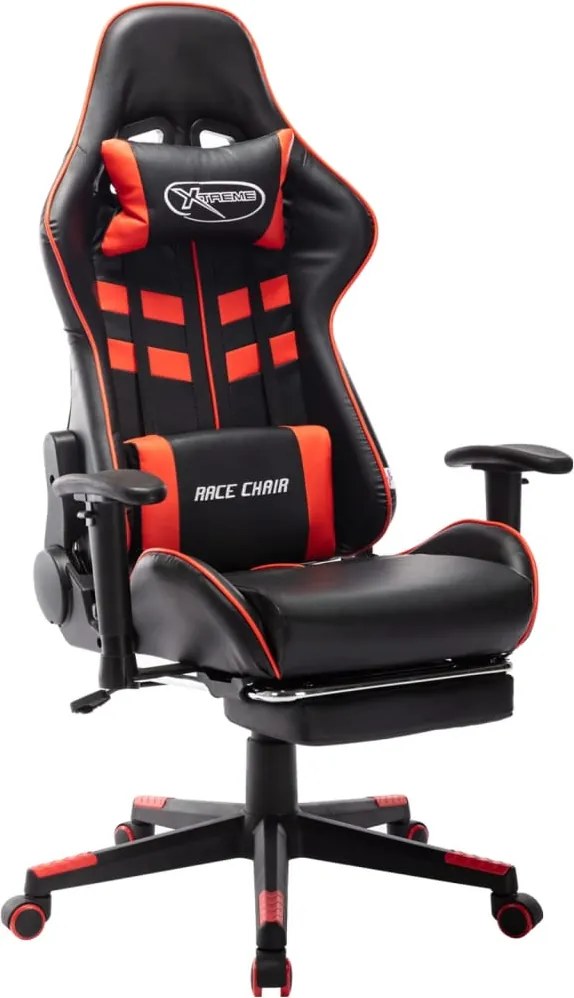 vidaXL fekete és piros műbőr gamer szék lábtámasszal