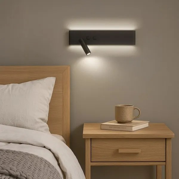 LED fali spotlámpa RESORT LED/10W/230V + LED/3W, fekete, bal oldali