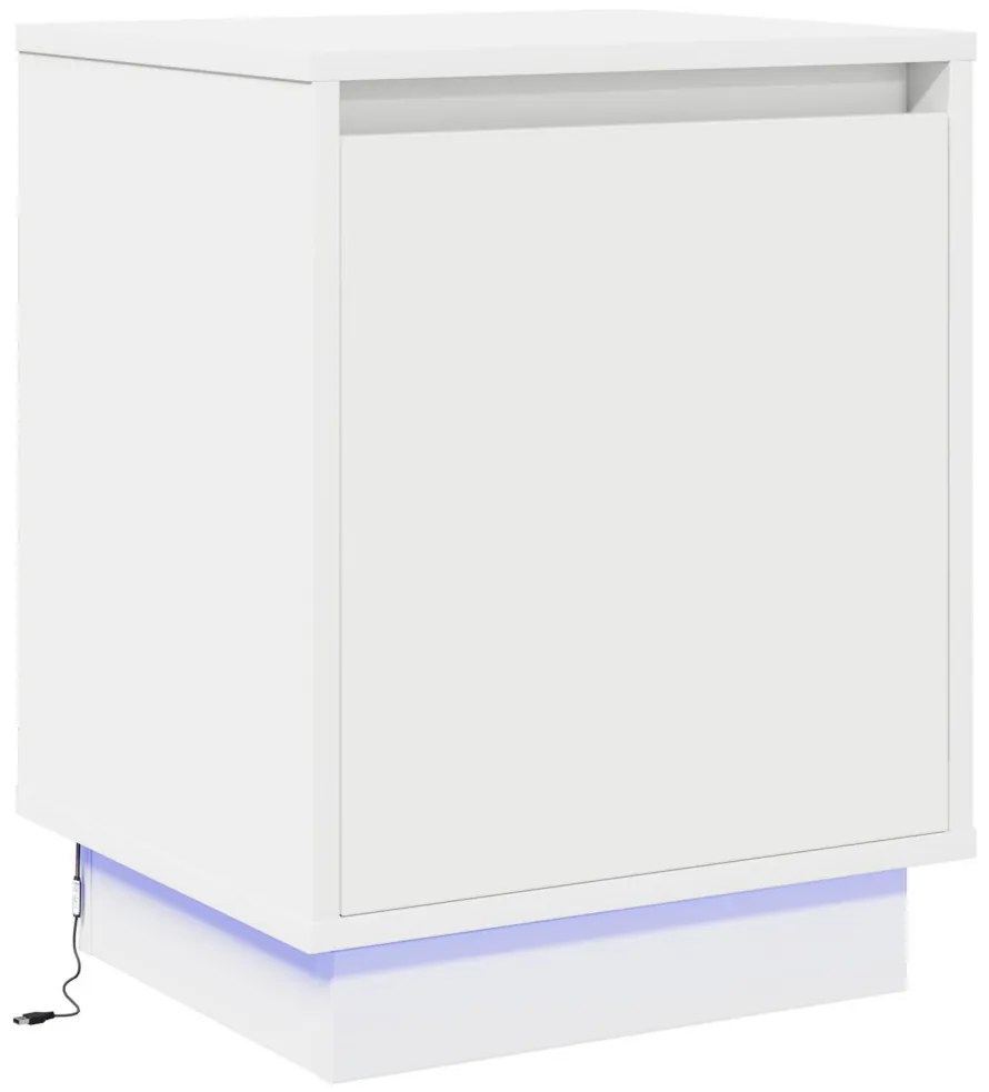 Éjjeli asztal LED világítással Fehér 39x34,5x50 cm