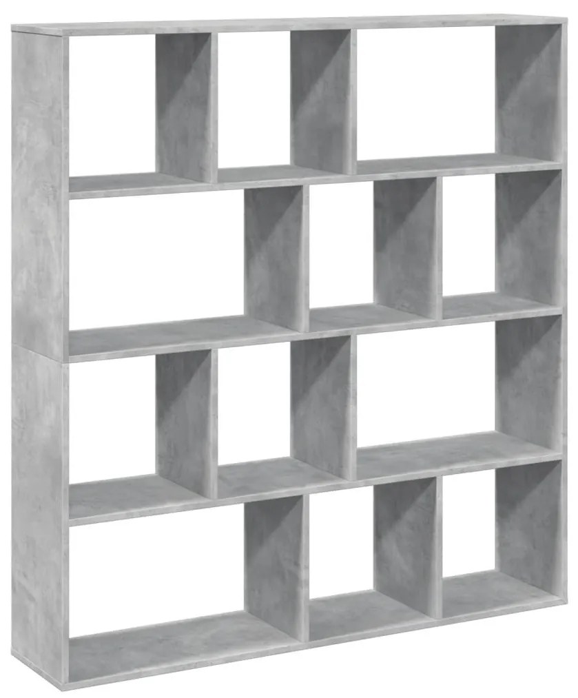 betonszürke szerelt fa könyvszekrény 132 x 29 x 141,5 cm