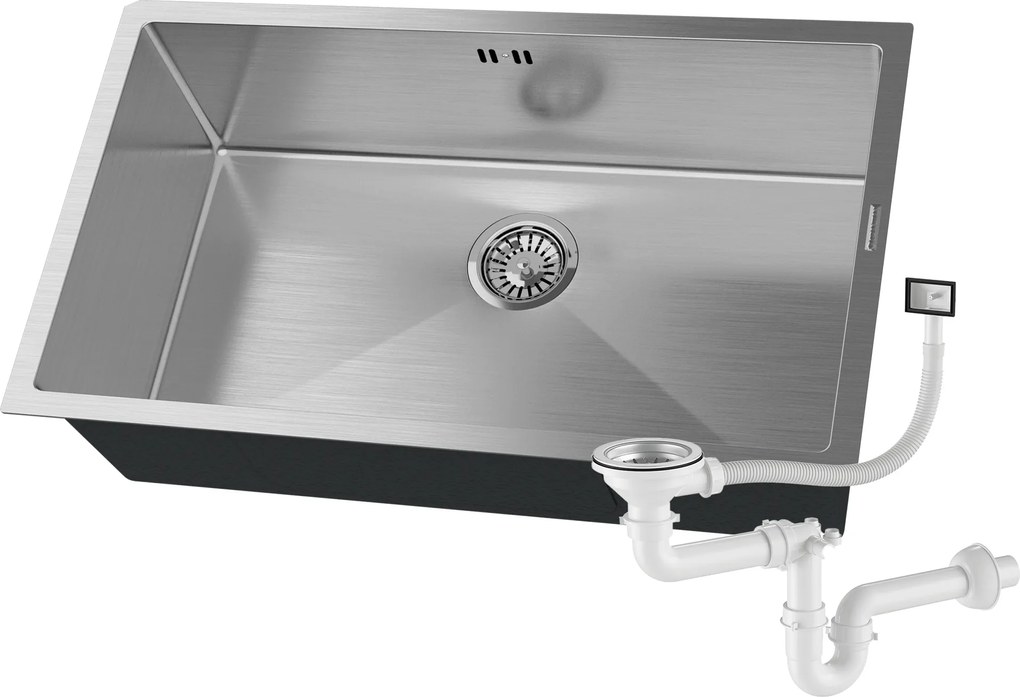 Acél Mosogató Egymedencés Króm Munkalap Alatti Nagy Kamra BARI74