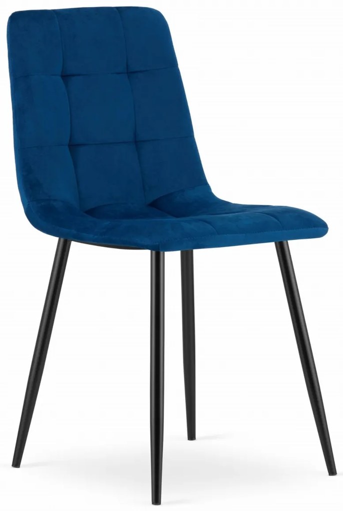 Kék bársony szék KARA fekete lábakkal