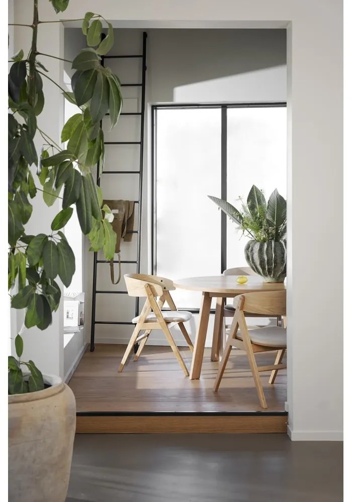 Natúr színű kerek bővíthető étkezőasztal tölgyfa dekorral ø 130 cm Glenside – Rowico