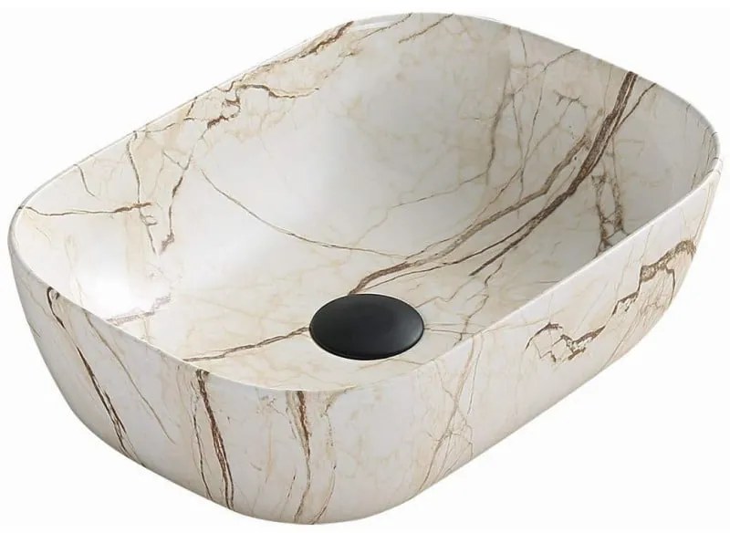 Mexen Rita munkalapra helyezhető mosdó 45 x 32 cm, bézs kő - 21084592