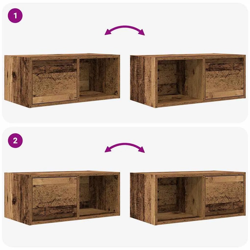 2 db antik fa szerelt fa fali TV-szekrény 60x31x25,5 cm