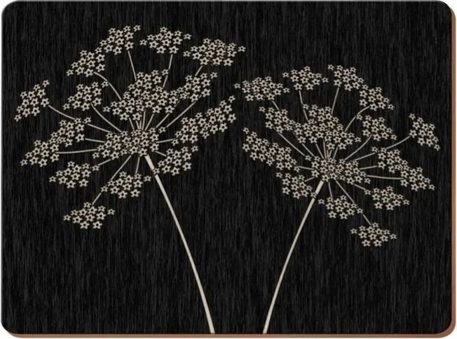 mezei virágok alátét fekete nagy asztalra tányér alá 40cm