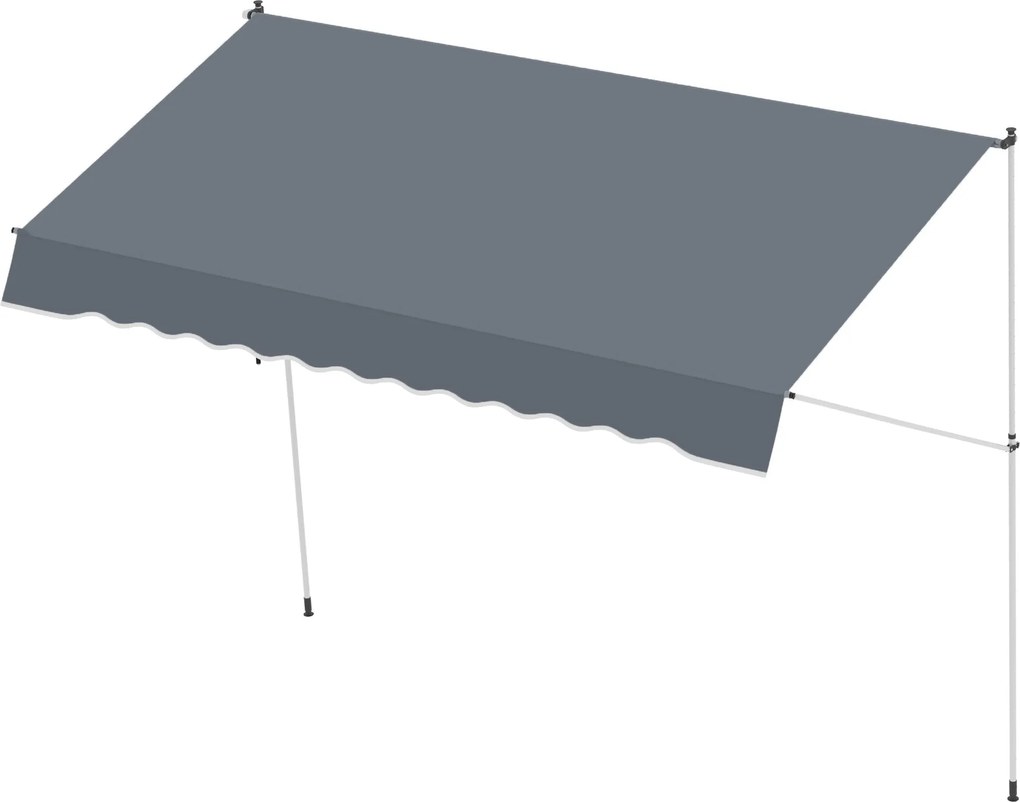 Outsunny 4x1,2m Retractable Arm Napernyő, Kültéri Napernyő Alumínium Crankkal és 180gsm Poliészter Szövettel, Kerthez, Erkélyhez és Teraszhoz, Sötétsz