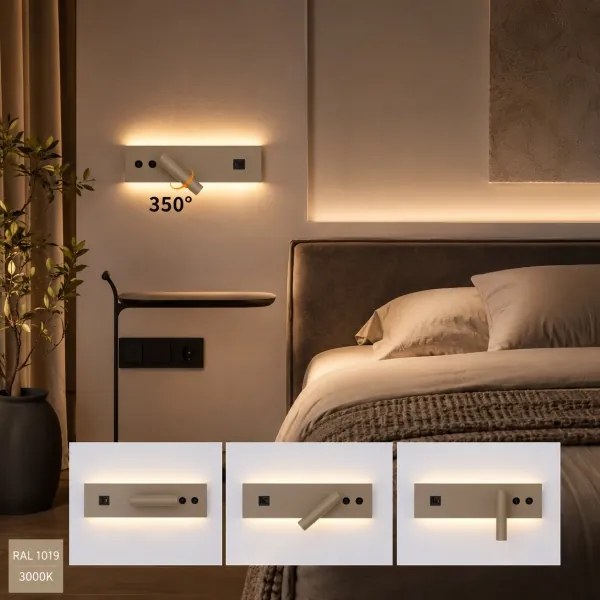 Brilagi-LED Falra szerelhető spotlámpa USB-porttal NOCTIS LED/3W/230V+LED/9W bézs