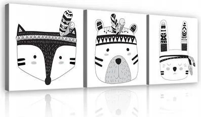 Vászonkép gyerekeknek aranyos állatok 75x25