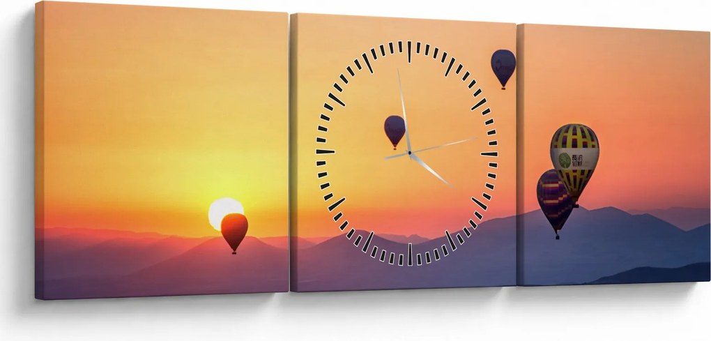 Hőlégballon képe (órával) (90x30 cm)
