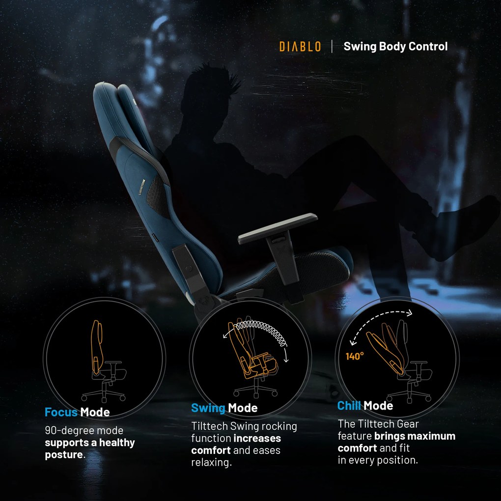 Gamer szék Normal Size, kék-fekete: Diablo X-One Prime Meta Ocean