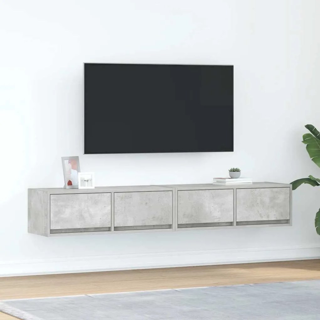 2 db betonszürke szerelt fa TV-szekrény 80x31x25,5 cm