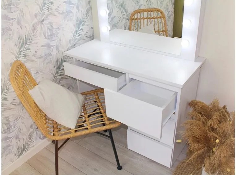 Öltöző asztal LED tükörrel Cleopatra White