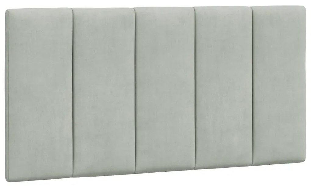 világosszürke bársony ágykeret LED-világítással 100 x 200 cm