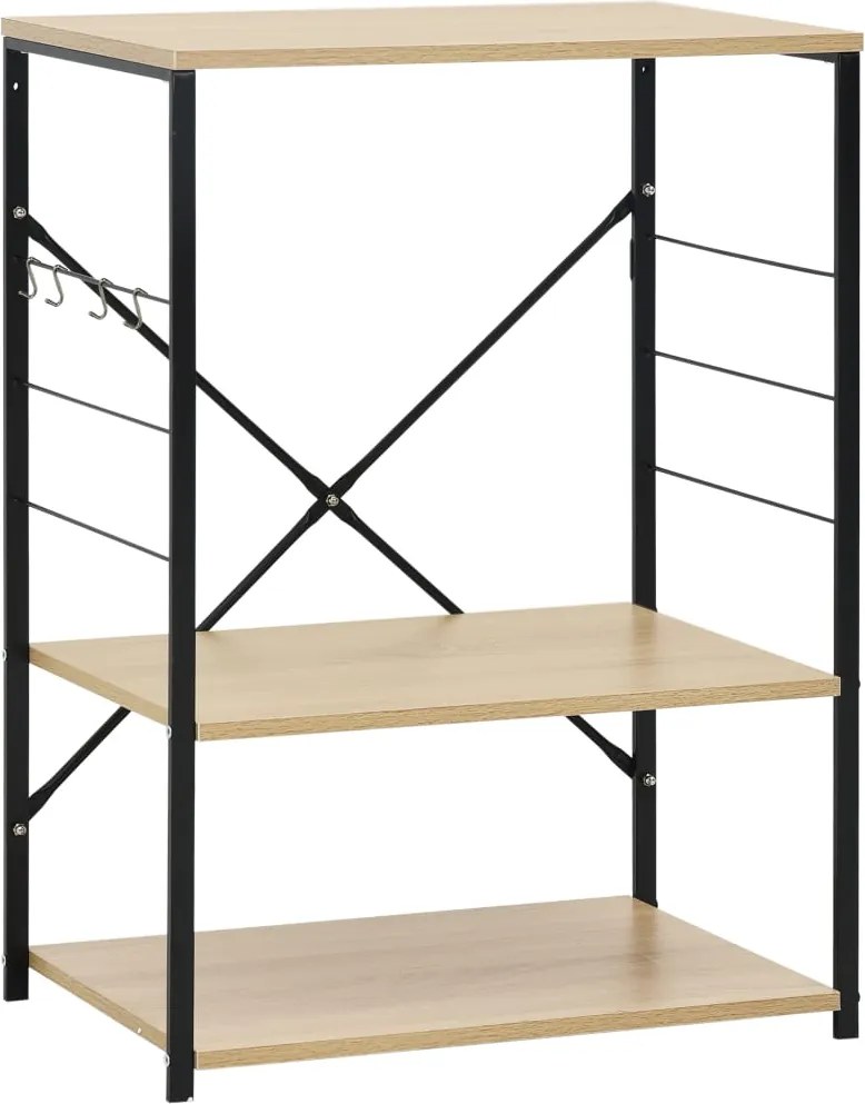 vidaXL fekete-tölgyszínű szerelt fa mikrosütő szekrény 60x39,6x79,5 cm