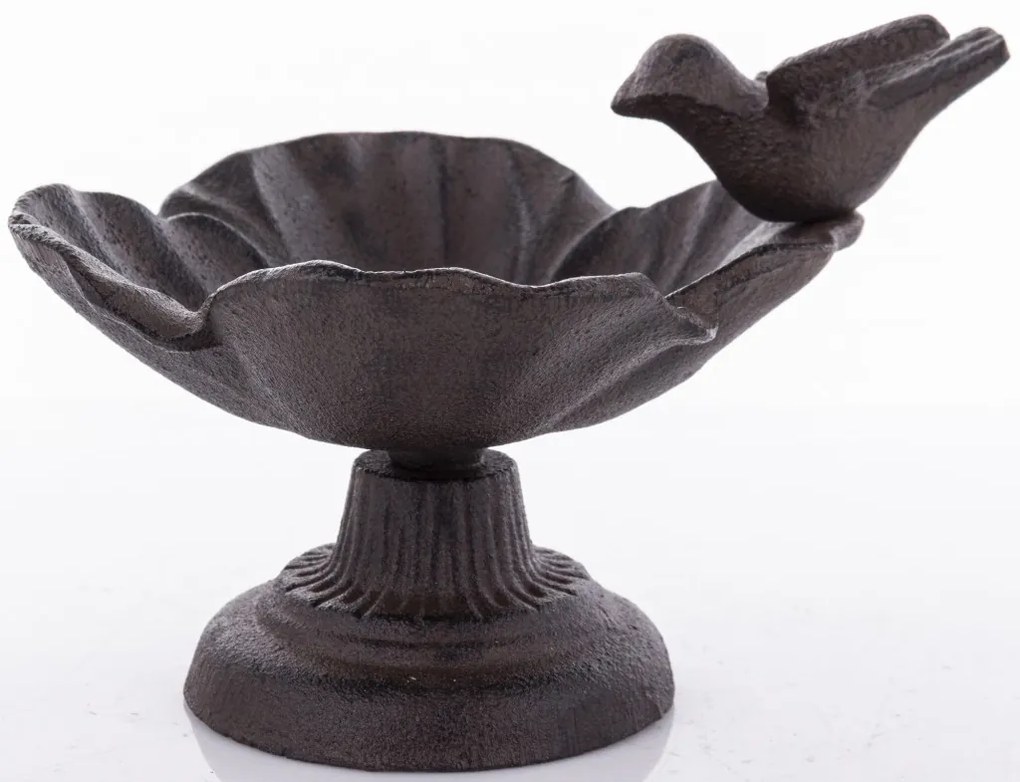 Öntöttvas madárkás barna madáritató tálka 12,5x17x15cm