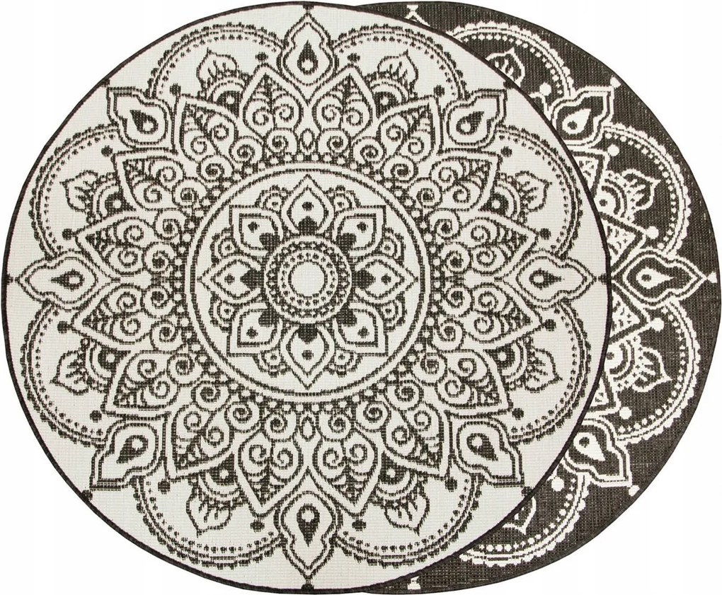 Kétoldalas Kültéri Szőnyeg Tartós Kerek Boho Dísz Rozetta átm. 160 cm