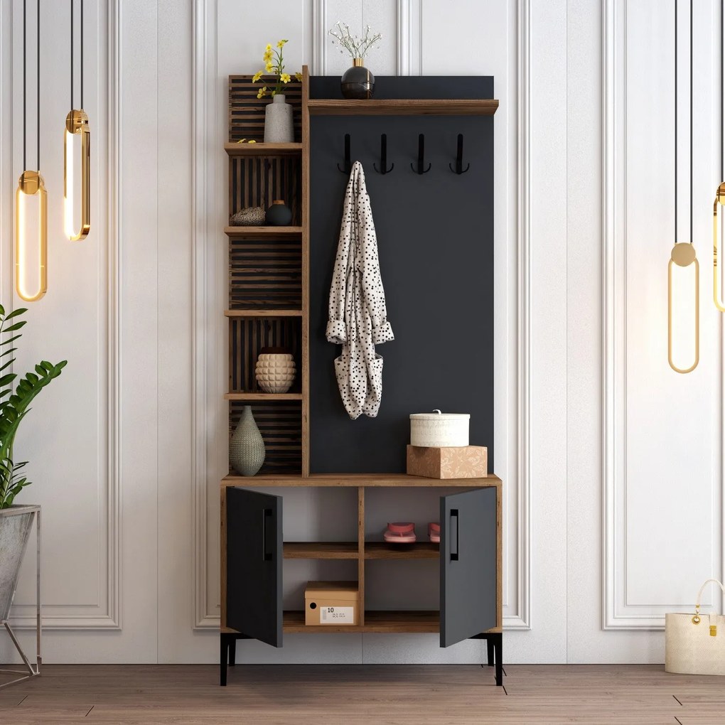 Előszobafal Viyana D - Walnut, Anthracite