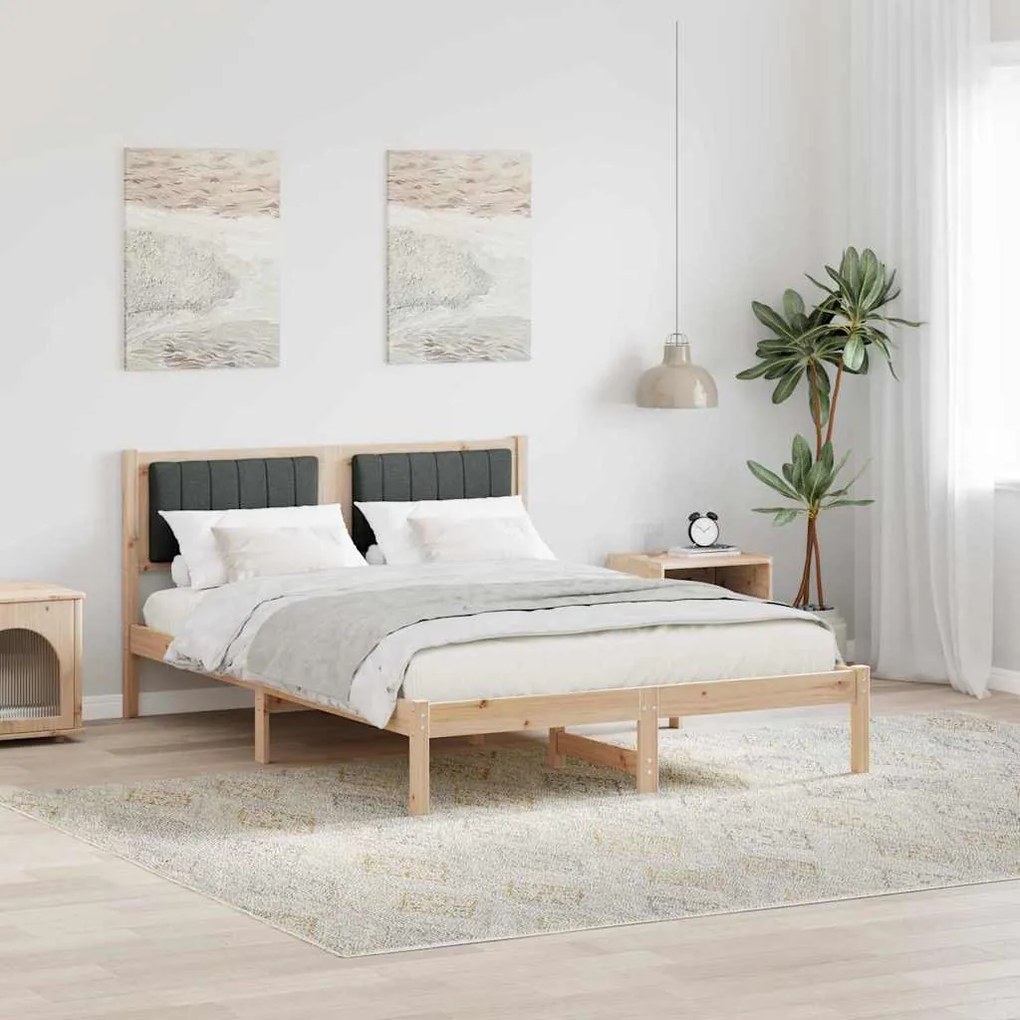 Ágykeret Kárpitozott Fejtámlával Sötétszürke 120 x 190 cm