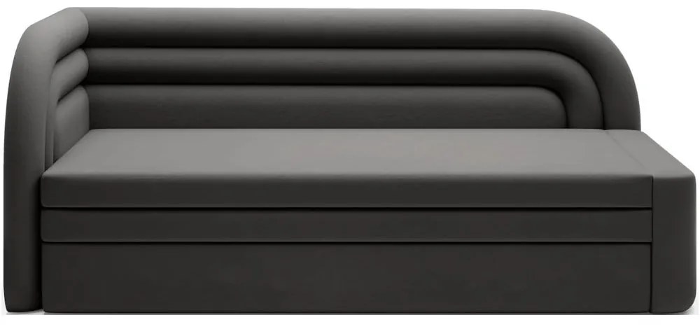 Szürkésbarna bársony kinyitható-tárolóhelyes kanapé jobb oldali 223 cm Fabillo – ELTAP