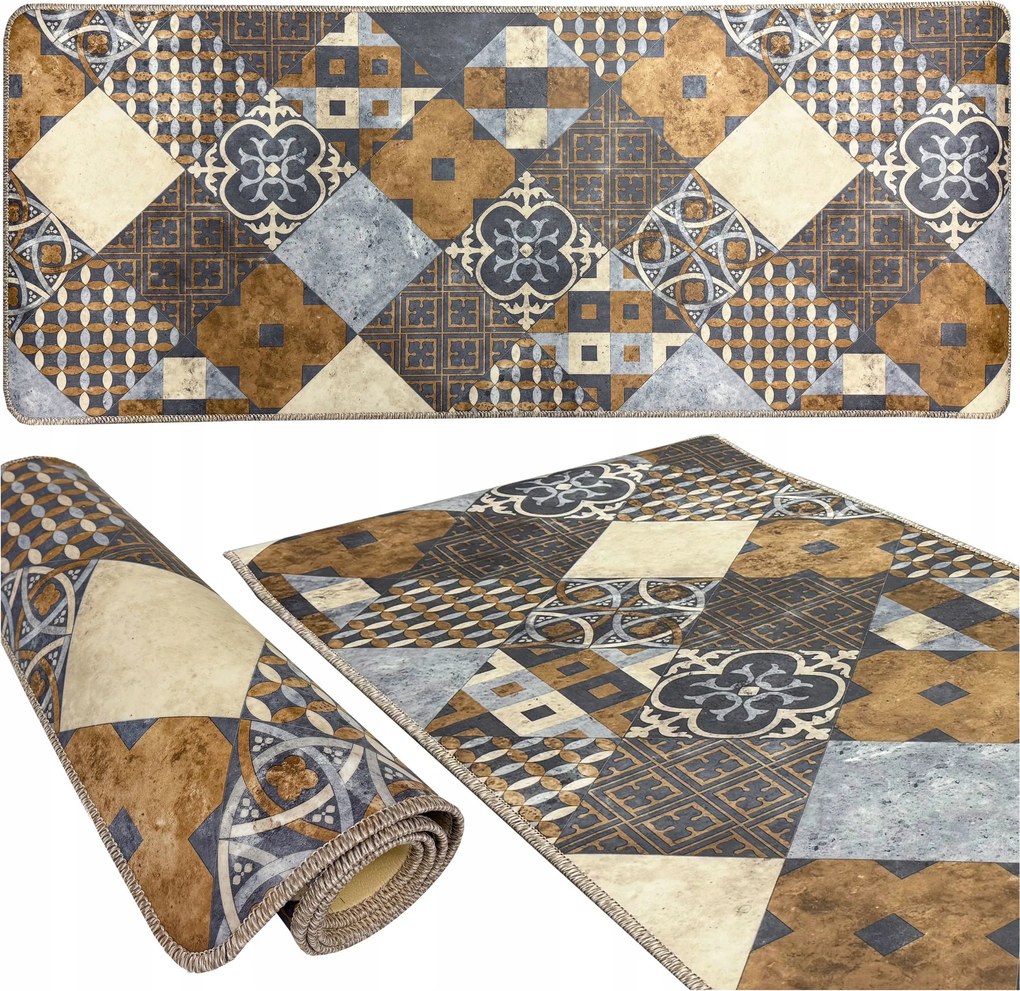 Futószőnyeg a konyhába Kész 77x300 Gumírozott Pvc Vinil Puha Patchwork