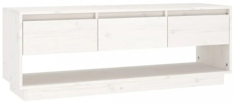 fehér tömör fenyőfa TV-szekrény 110,5x34x40 cm