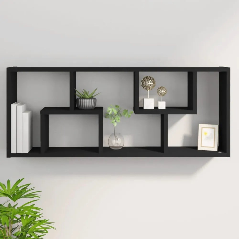fekete szerelt fa fali polc 36 x 16 x 90 cm