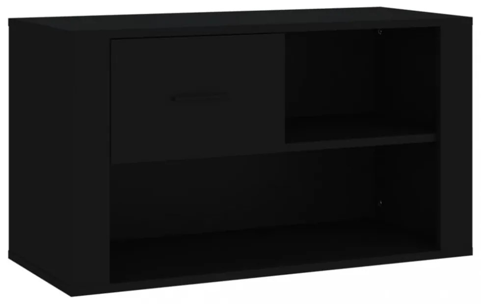 fekete szerelt fa cipősszekrény 80x35x45 cm