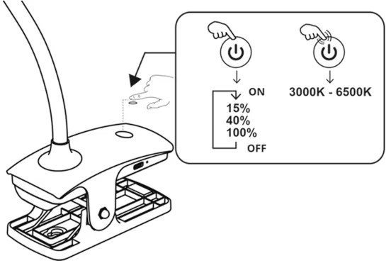 Top Light-LED érintésvezérlésű csíptetős asztali lámpa BELLA LED/4,8W/5V 3000-6500K fehér