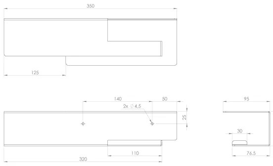 Sapho - WC-papírtartó polccal 9,5x35 cm matt fekete