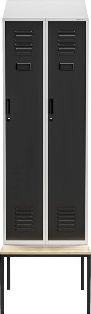 Fém öltözőszekrény paddal és tetővel KACPER II PRO, 600 x 2295 x 850 mm, szürke-antracit