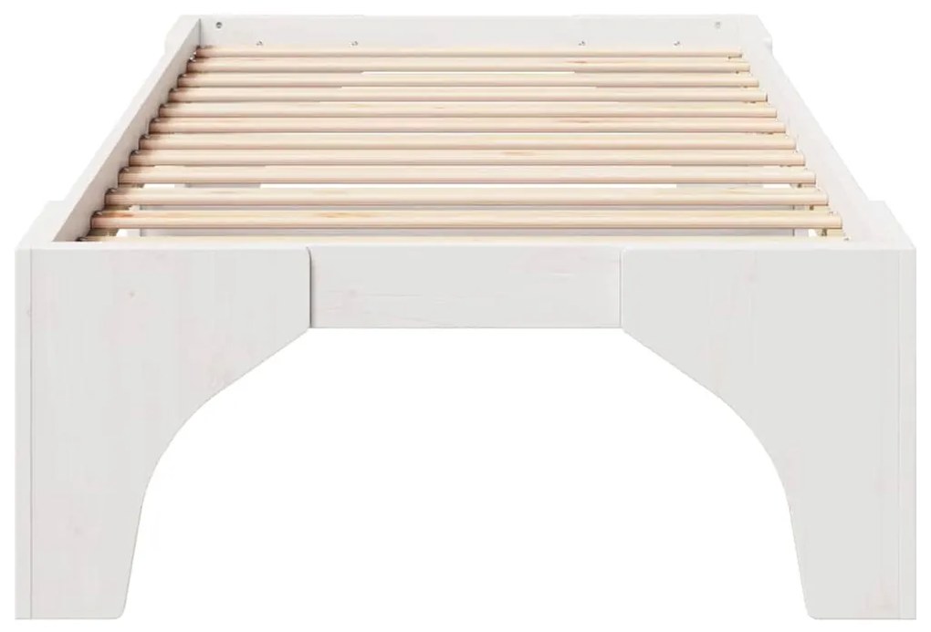 Földi ágykeret tárolóval Fehér 90 x 200 cm Tömör fenyőfa