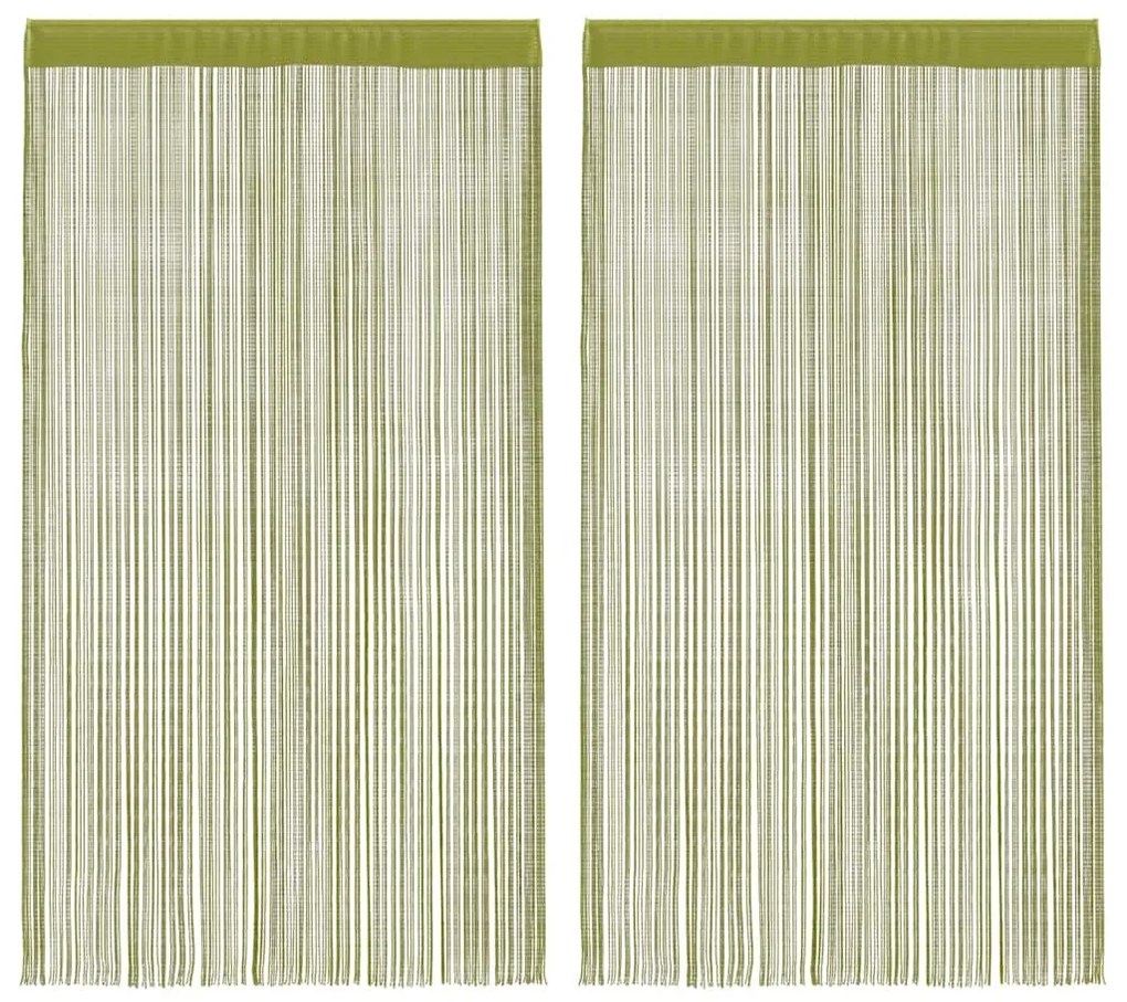 2 db zöld zsinórfüggöny 100 x 250 cm