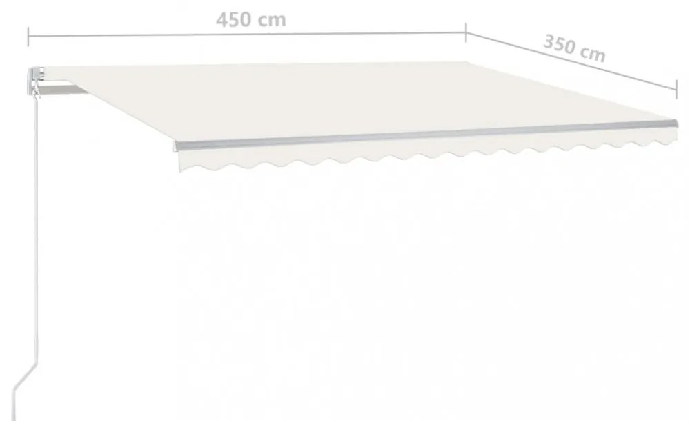 krémszínű kézzel kihúzható LED-es napellenző 4,5x3,5 m