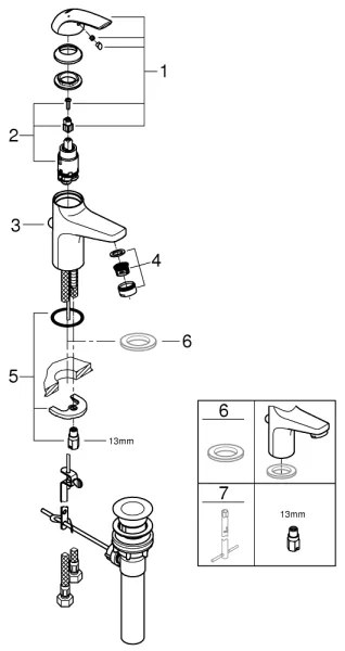 GROHE 32805000 - Mosdócsaptelep BAUCURVE DN 15 fényes króm