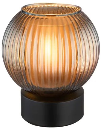 Globo 15638TP Asztali lámpa fém fekete matt, petroleumkék üveg búra, belül fehér, fekete PVC kábel, billenőkapcsoló a kábelen, ø: 150mm, M: 170mm, kábel hossza 1500mm, 1x E27 25W 230V izzó nélkül