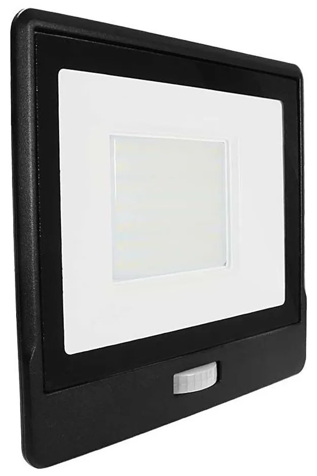 LED reflektor s čidlem 50W 230V 6500K IP65 černý
