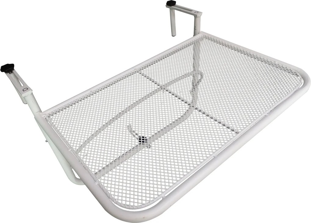 Outsunny Erkélyi Függő Asztal - 3 Szinten Állítható, Fém, Időjárásálló, 60 x 56,5 cm, Fehér | Aosom