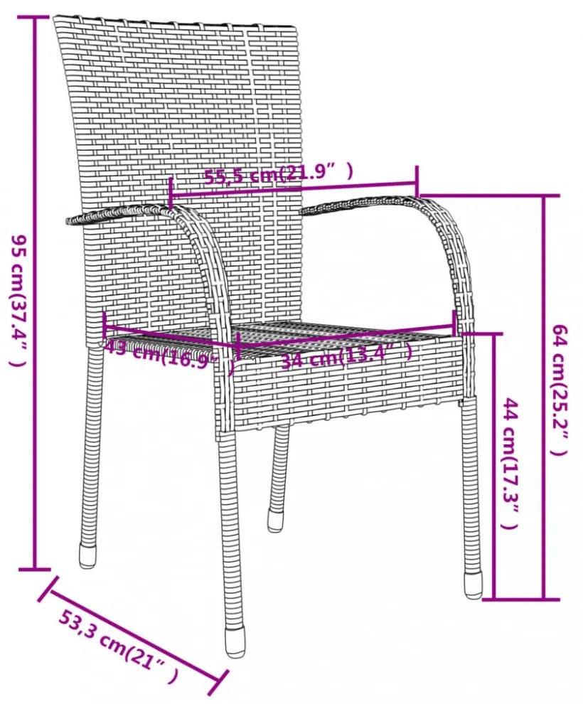 vidaXL 3 részes barna polyrattan kerti étkezőgarnitúra