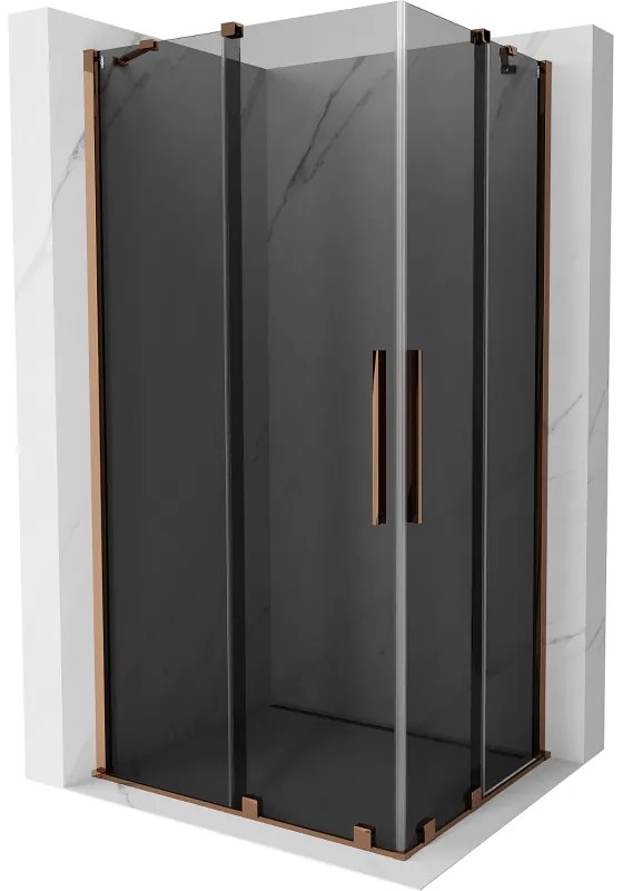 Mexen Velar Duo, zuhanykabin tolóajtóval 90 x 80 cm, 8mm szürke üveg, rózsaszín arany, 871-090-080-42-60