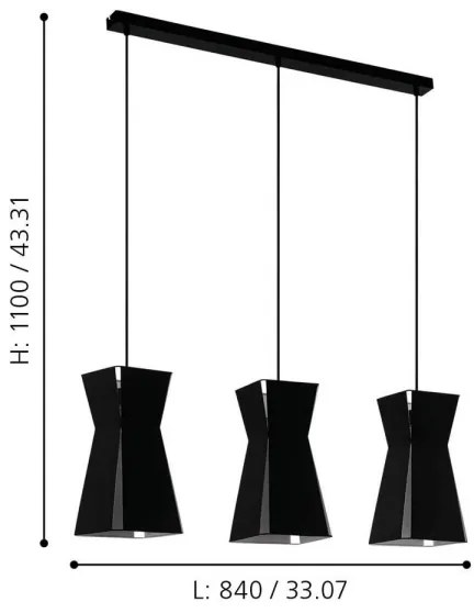 Eglo 99083 - Csillár zsinóron VALECROSIA 3xE27/40W/230V