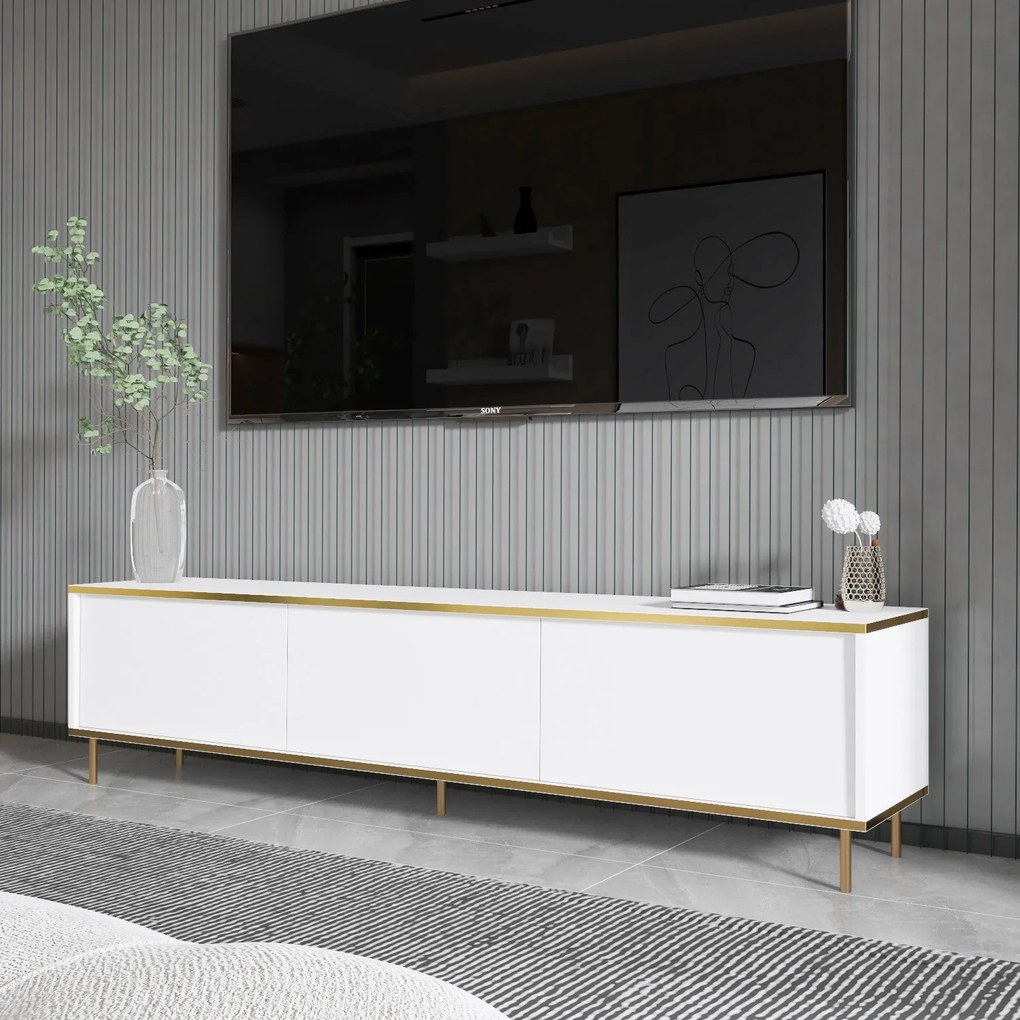 TV szekrény Imaj - White, Gold